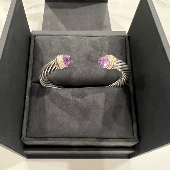 💠David Yurman Cable Classics Bracelet Silver / 14k Gold with Amethyst, 7mm NWOT - Picture 3 of 8